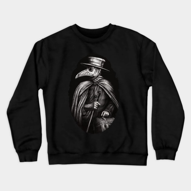 Plague Doctor (Black Death) Crewneck Sweatshirt by Derek Castro